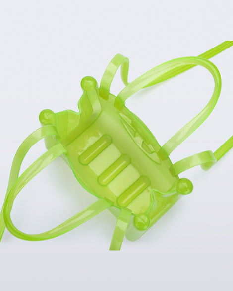 Top view of the green Small Jelly Shopper x Telfar bag