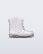 Side view of a clear Texas baby boot