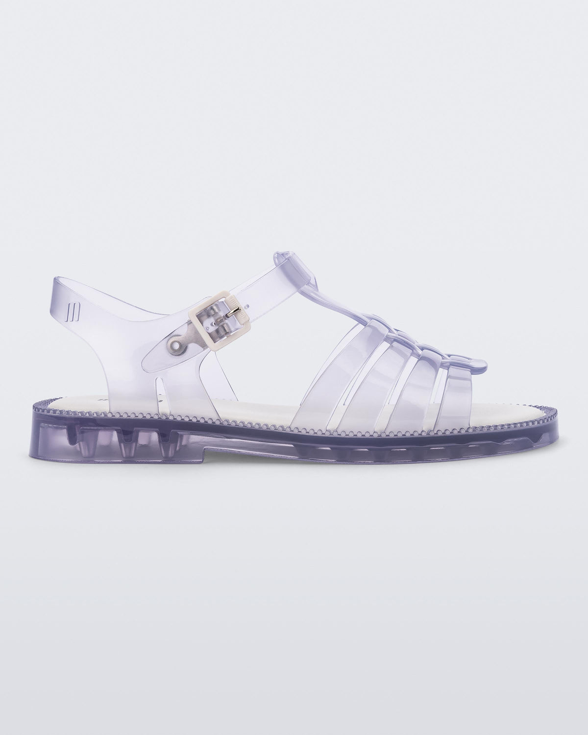 Side view of a clear Possession Fresh fisherman style sandal with open toe