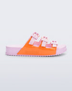 Side view of a pink and orange Cozy Stripe slide