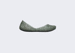 Side view of green glitter Campana ballerina flat