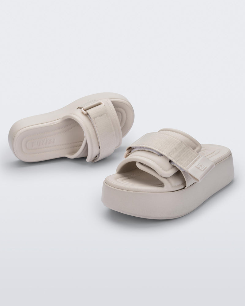 Melissa Free Fuzzy Slide Platform Beige