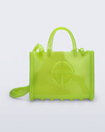 Front view of the green Medium Jelly Shopper x Telfar bag