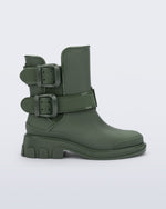 Side view of a green Bang Boot with two side buckles