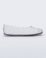 Side view of a clear Possession Ballerina flat
