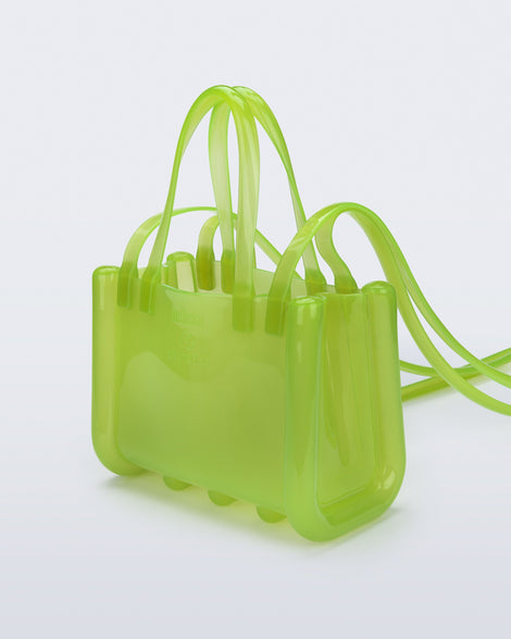 Back view of the green Small Jelly Shopper x Telfar bag