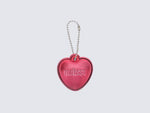 Small metallic pink heart keychain with Melissa logo
