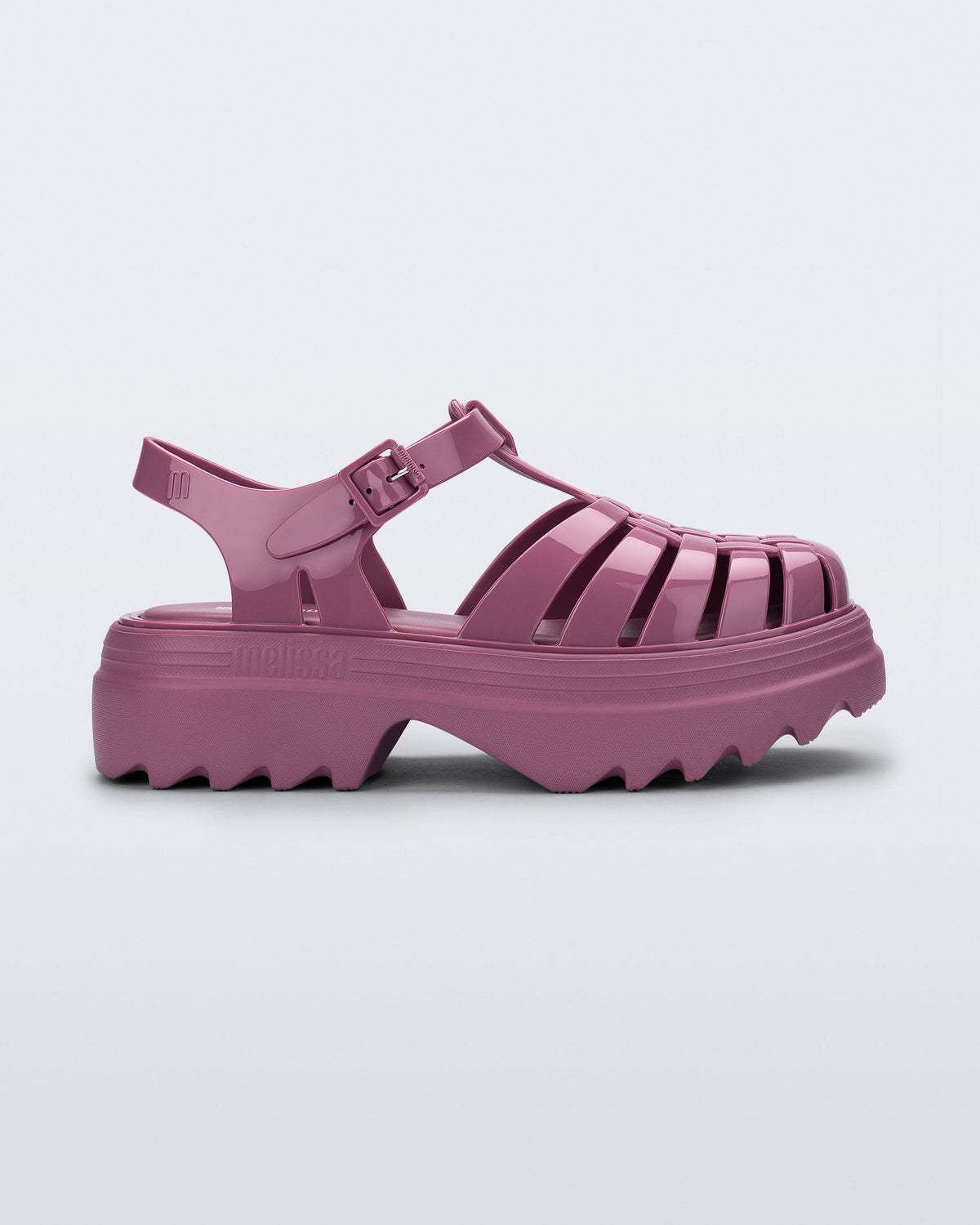 Side view of a lilac Possession Platform II fisherman sandal