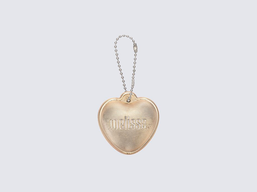 Small gold heart keychain with Melissa logo