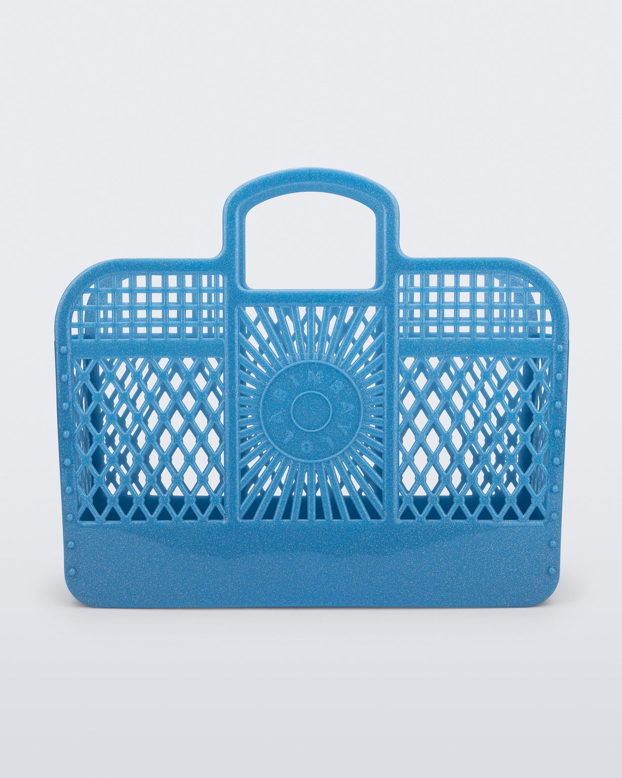 Front view of the glitter blue Bag + Bimba y Lola