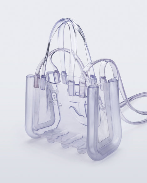 Back view of the clear Small Jelly Shopper x Telfar bag