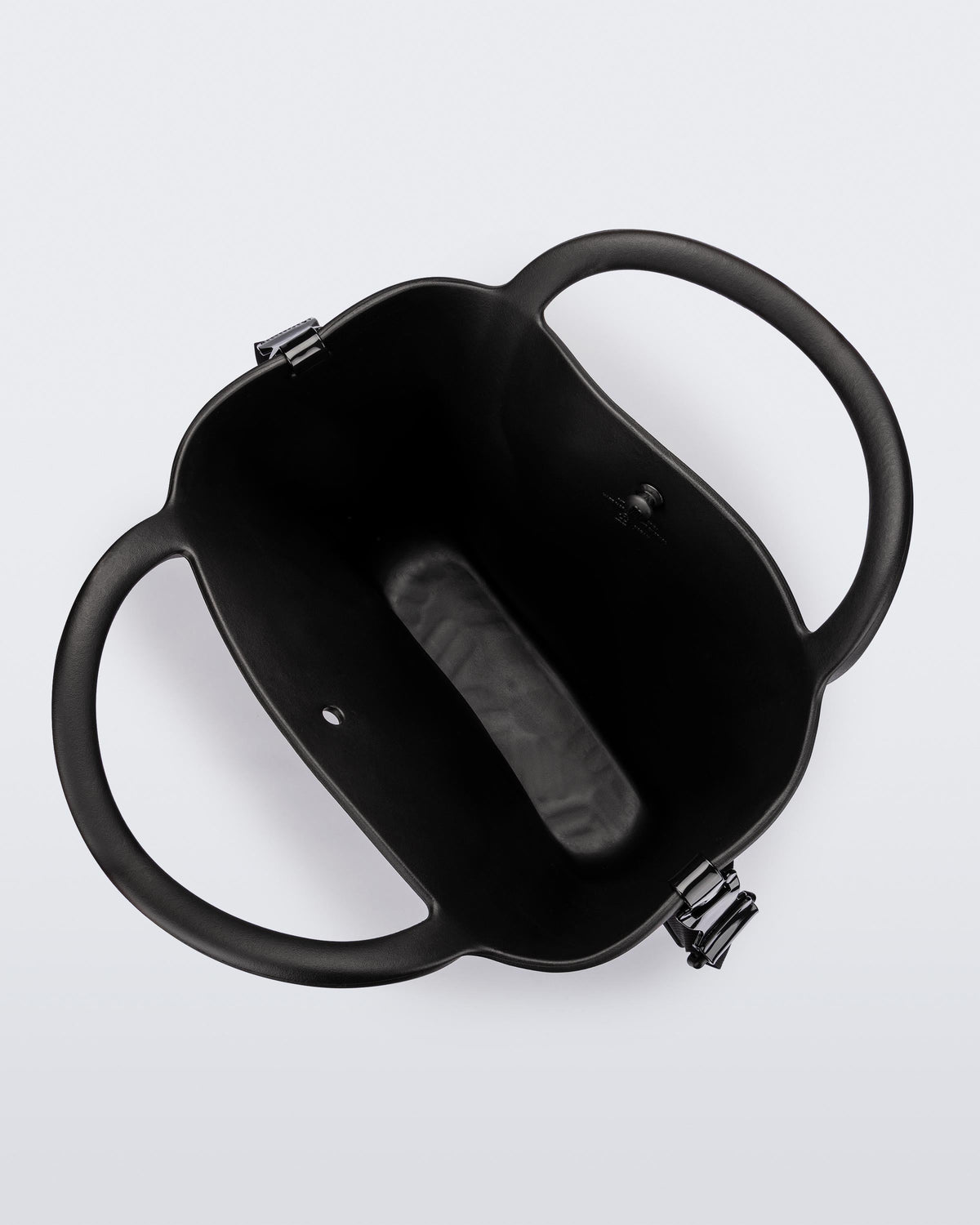 Top view of a black Free Big Bag with handles and a strap