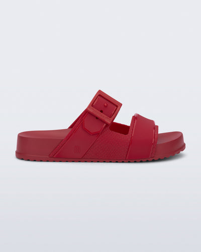Side view of a red Cozy Connection slide