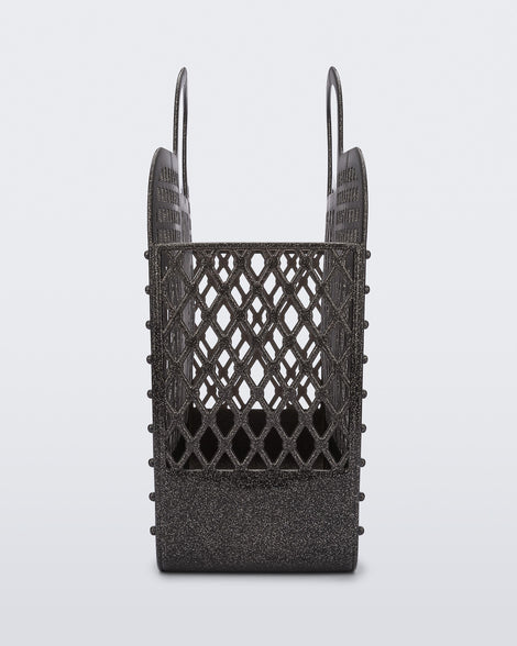 Side view of the glitter black Bag + Bimba y Lola