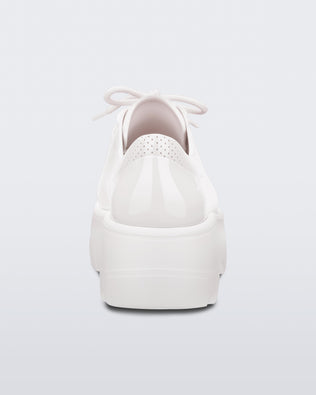 Back view of Melissa Kick Off platform sneaker in white laces