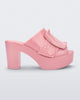 Side view of pink Meilssa Buckle Up platform heel mule..