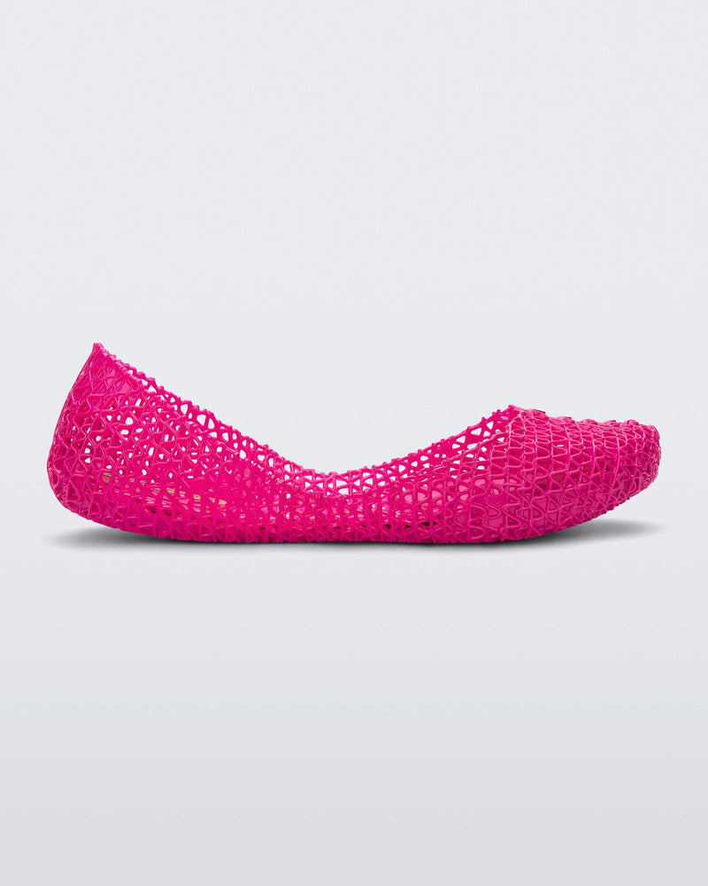 Side view of pink Melissa Campana ballet flat. 