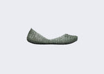 Side view of green glitter Campana ballerina flat