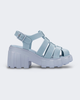 Side view of the Melissa Megan platform sandal in light blue