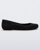 Side view of a black flocked Melissa Sweet Love Basic Velvet flat.