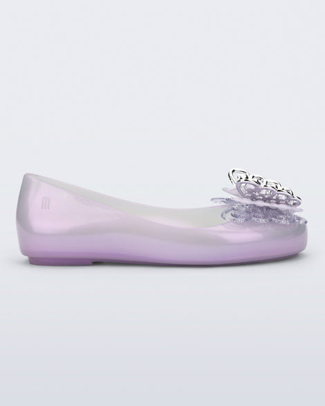Side view of a purple Sweet Love Butterfly flat/