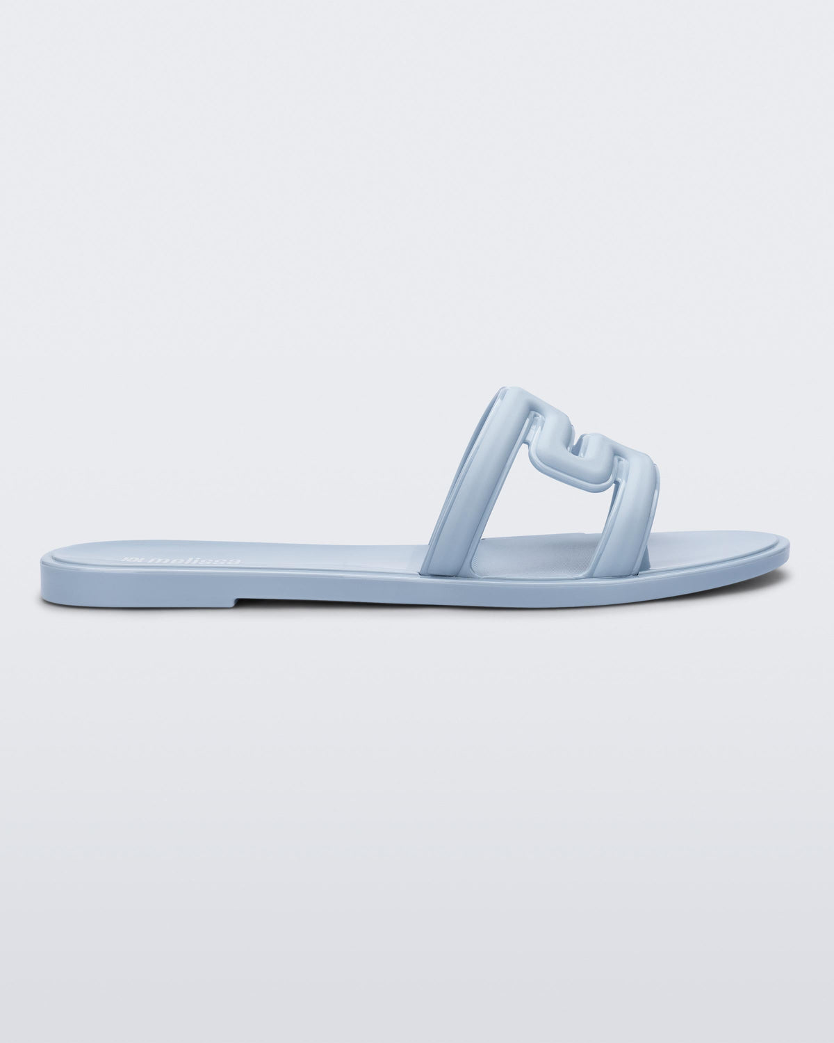 Side view of a light blue M Slide.
