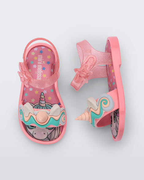 Mini Melissa Mar Sandal Pink/Glitter Pink