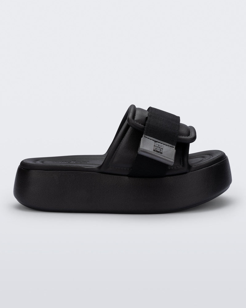 Melissa Free Fuzzy Slide Platform Black