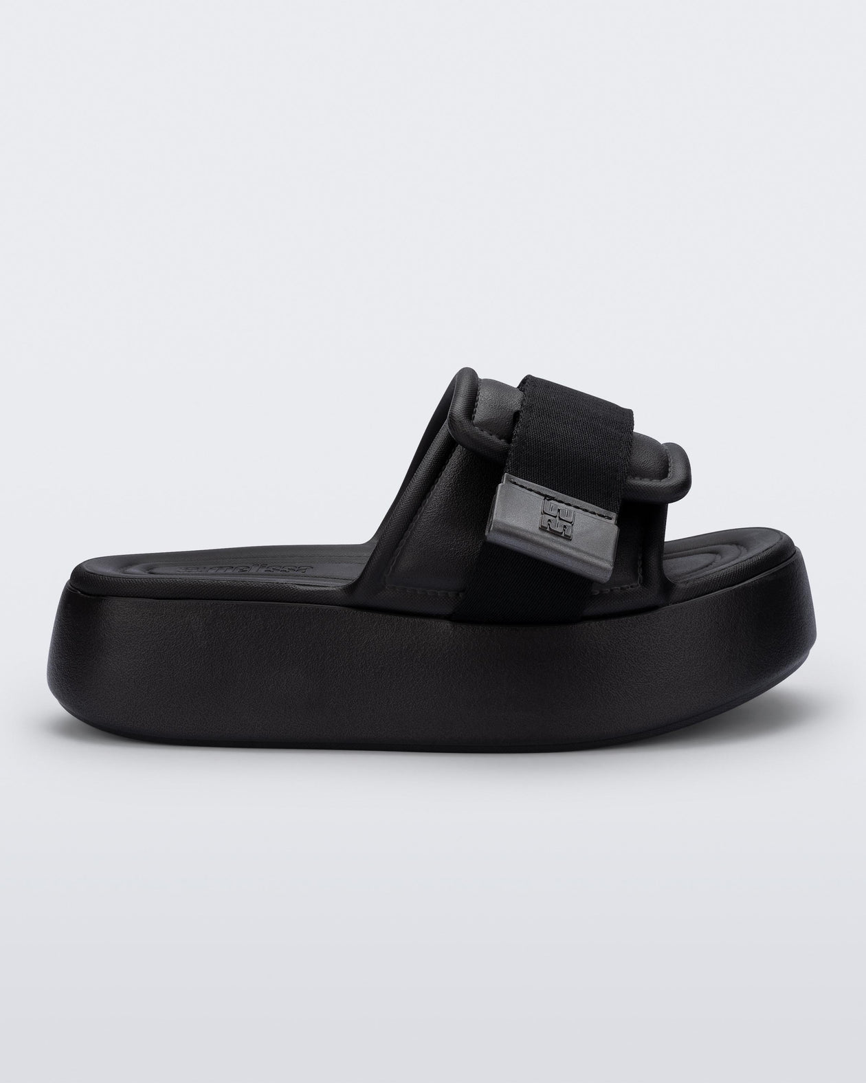 Melissa Free Fuzzy Slide Platform Black