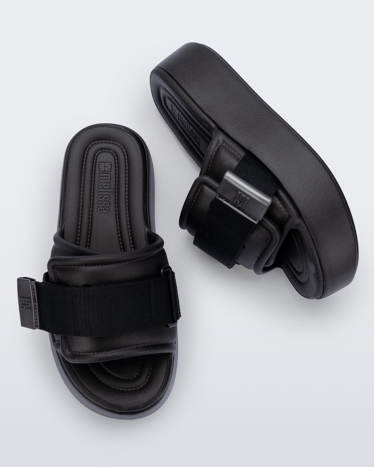 Melissa Free Fuzzy Slide Platform Black