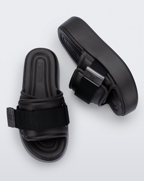 Melissa Free Fuzzy Slide Platform Black