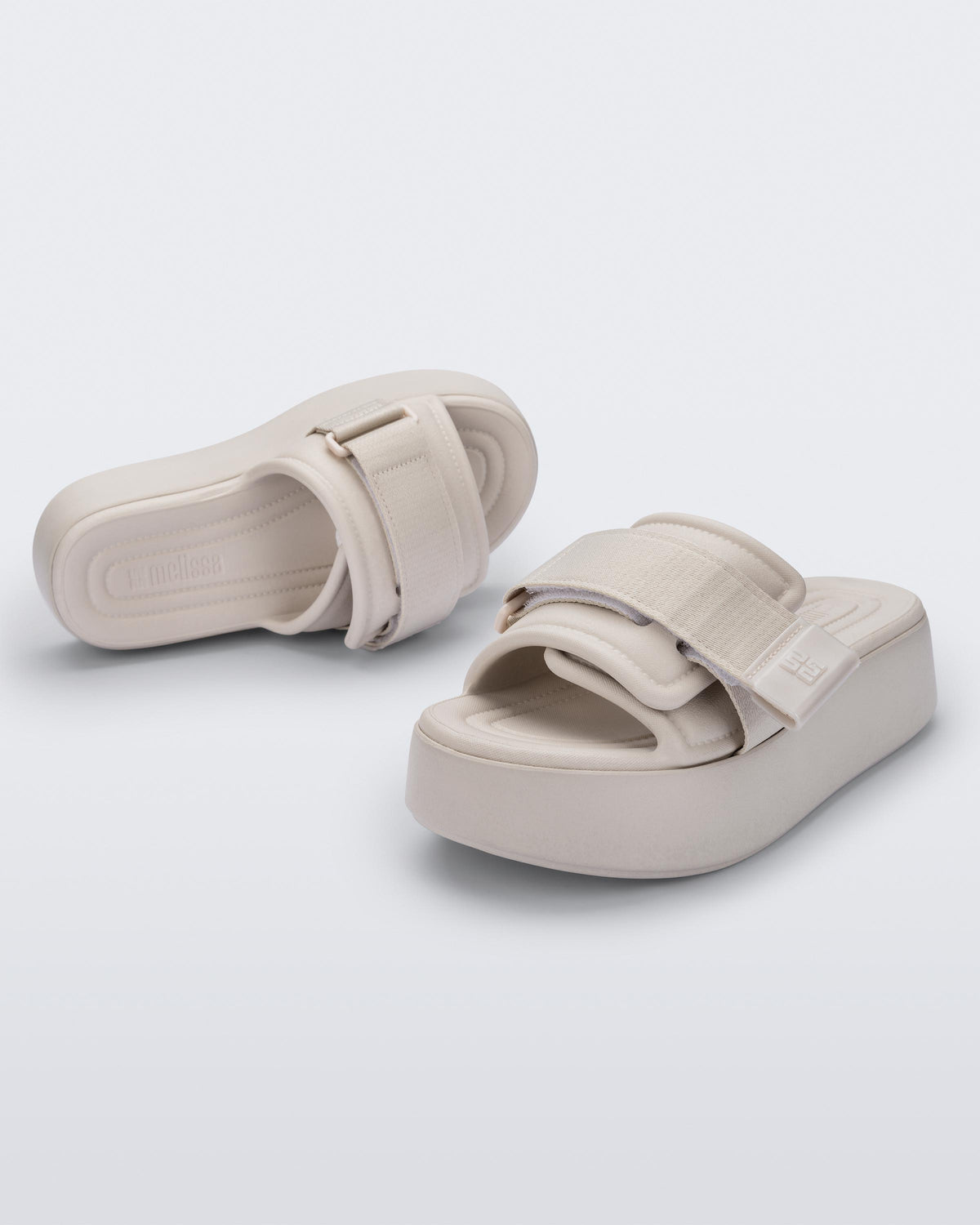 Melissa Free Fuzzy Slide Platform Beige