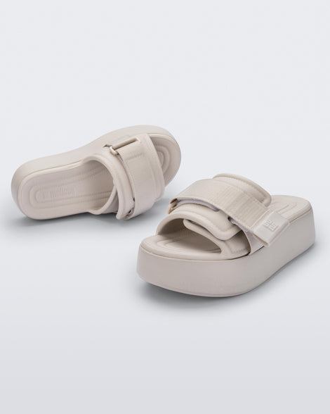 Melissa Free Fuzzy Slide Platform Beige