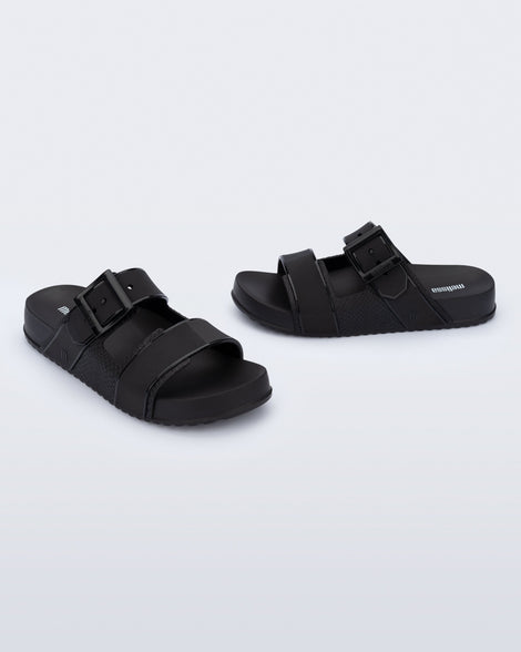 Angled view of a pair of black Cozy Connection slides