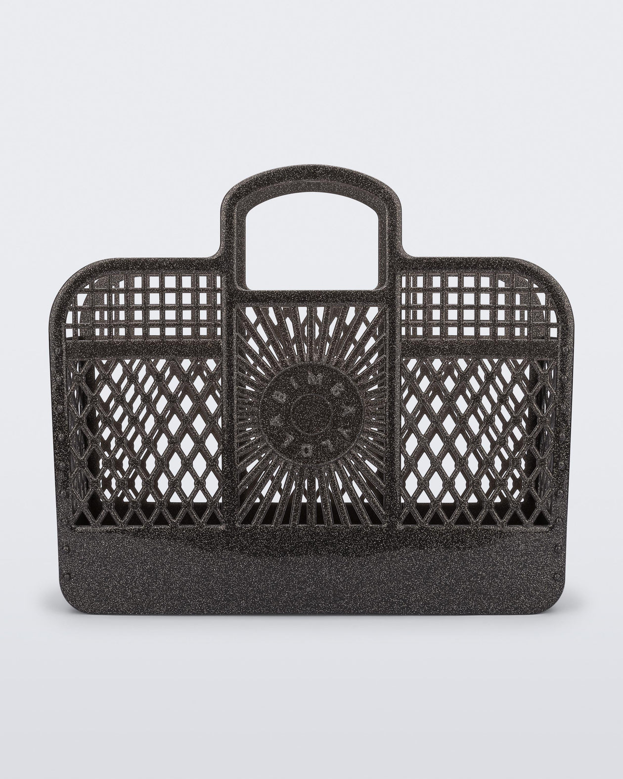 Front view of the glitter black Bag + Bimba y Lola