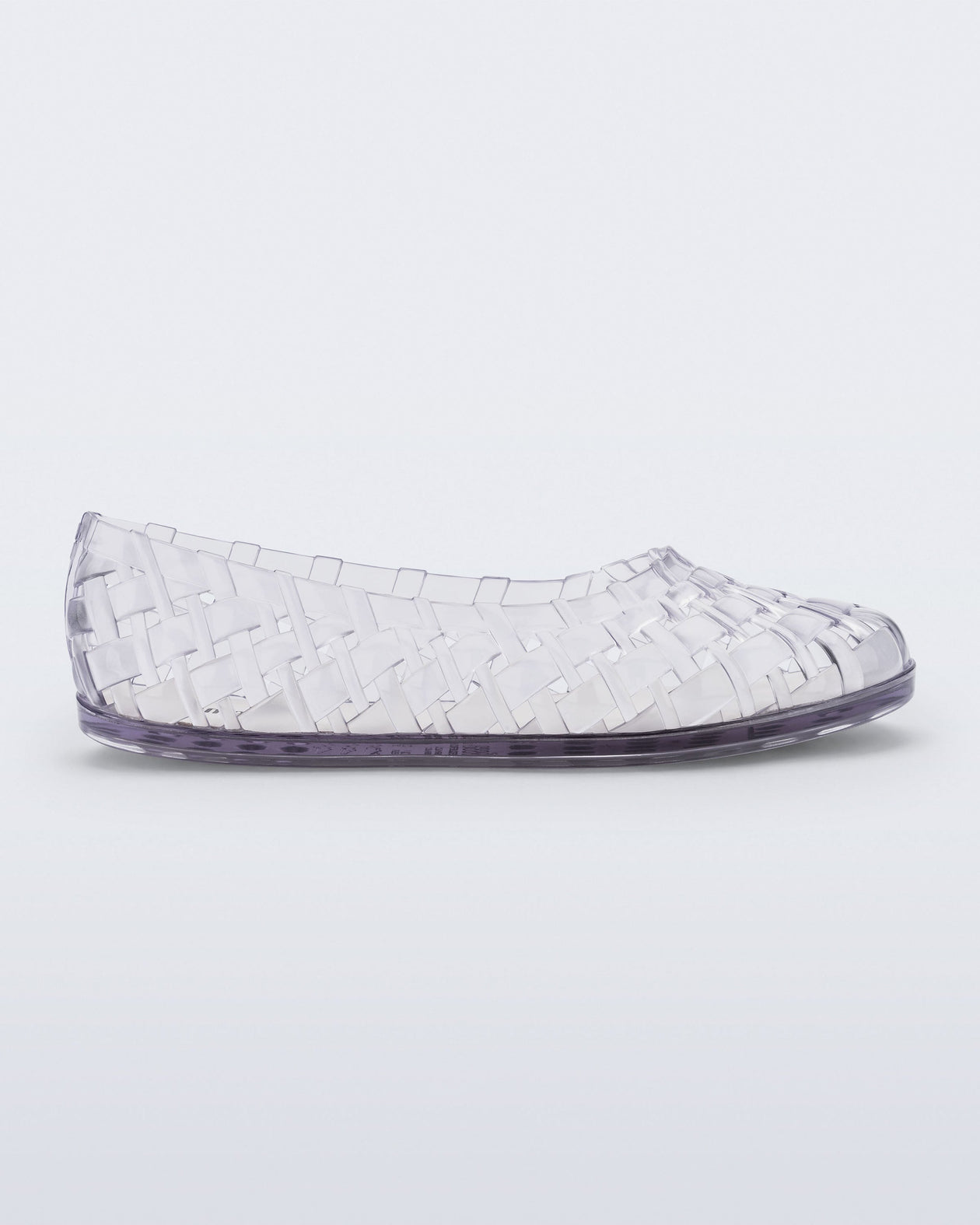 Side view of a clear Possession Ballerina flat