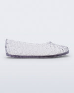 Side view of a clear Possession Ballerina flat
