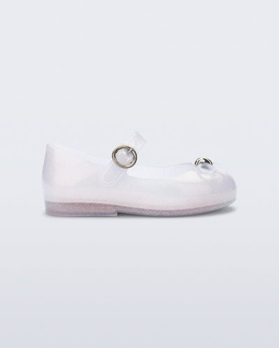 Side view of a pearly clear baby Sweet Love flat