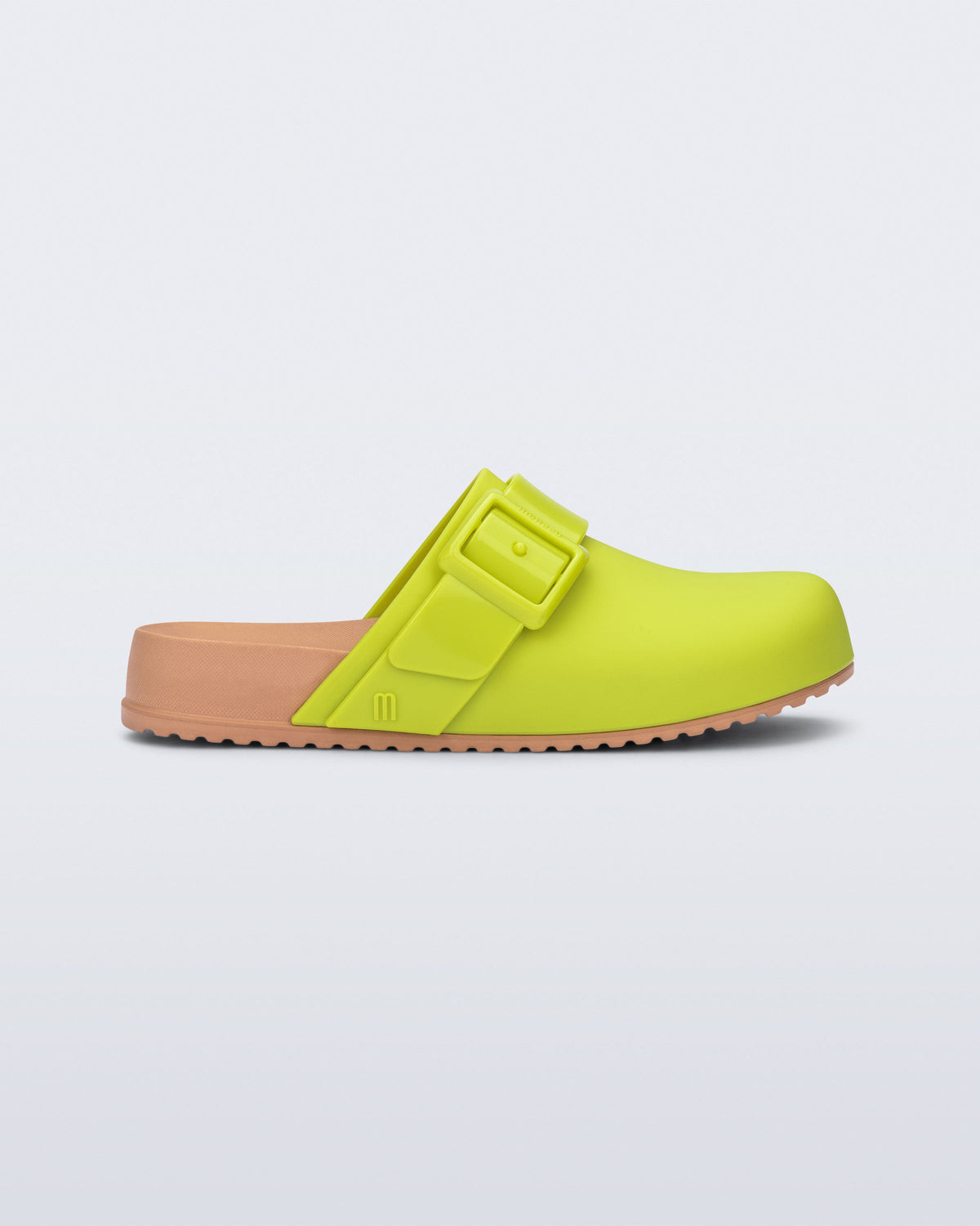 Side view of a green kids Cozy Clog