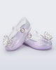 Angled view of a pair of pearly purple Sweet Love Butterfly baby flats
