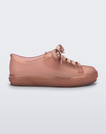 Side view of a pearly brown Hip M Lover kids sneaker with laces.