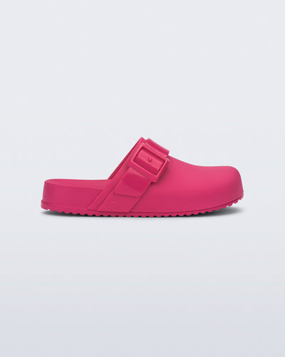 Side view of a pink kids Cozy Clog