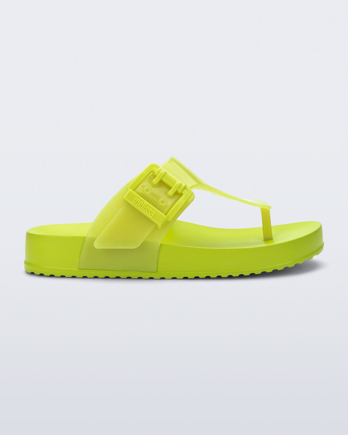 Side view of a green Cozy Flip flop