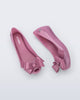 Top and side view of a pair of lilac Ultragirl Classy baby ballerina flats with lilac bow