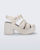 Side view of a beige Lulu platform heel fisherman sandal