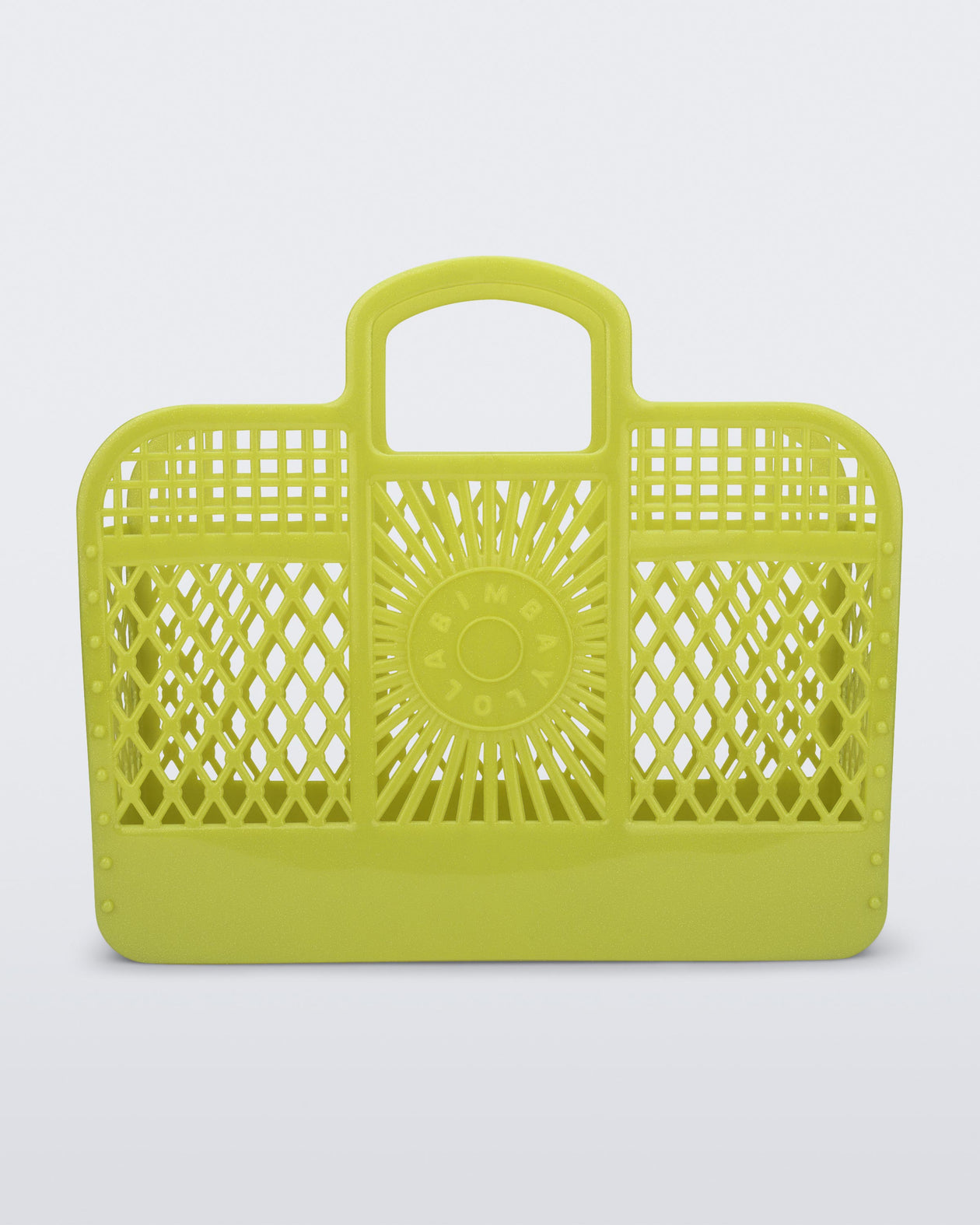 Front view of the glitter green Bag + Bimba y Lola