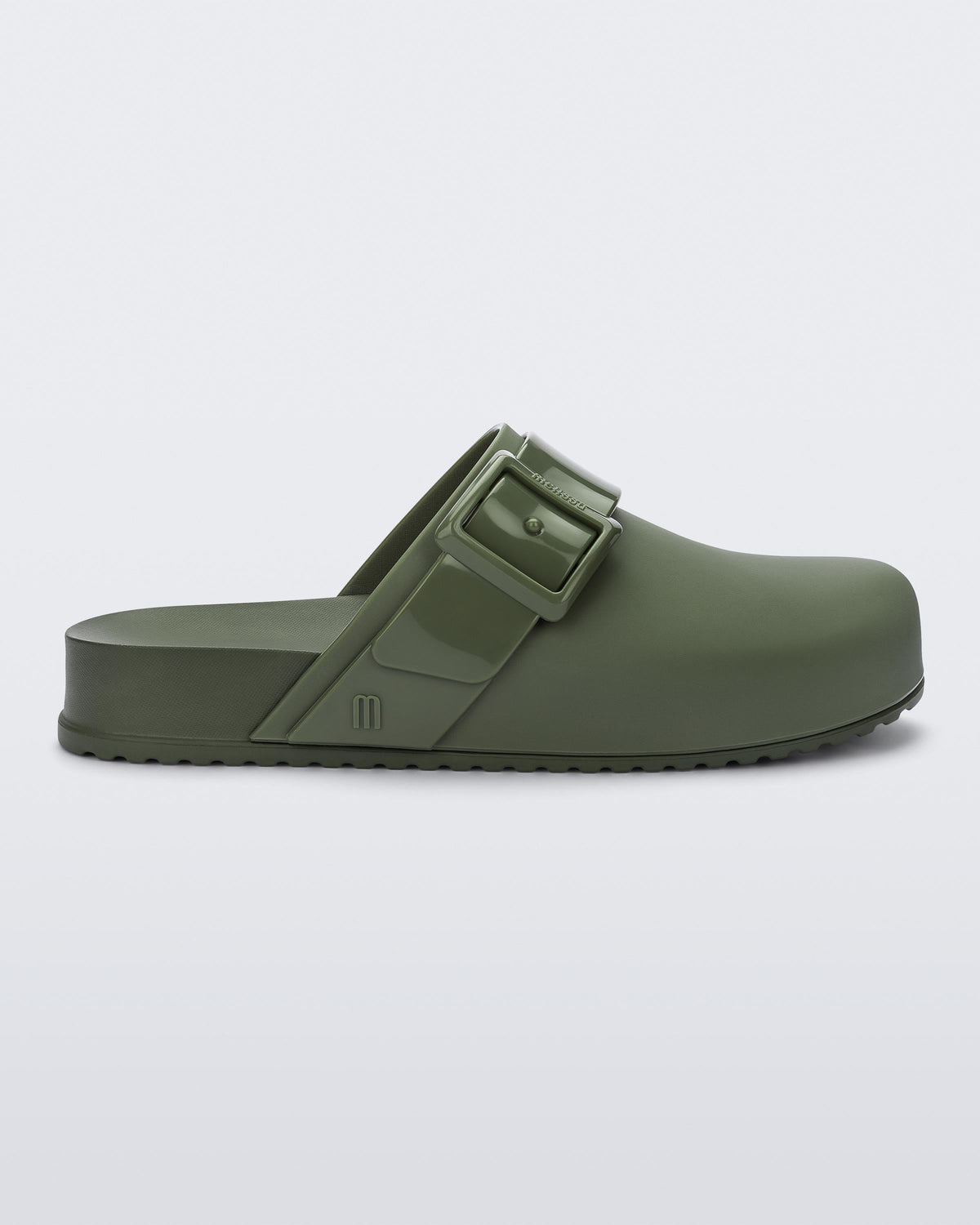 Side view of a green Cozy Clog