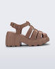 Side view of a brown Megan platform sandal